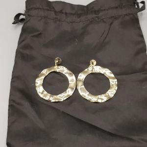 Worn once - Gold Toned Wavy Texture Hoops